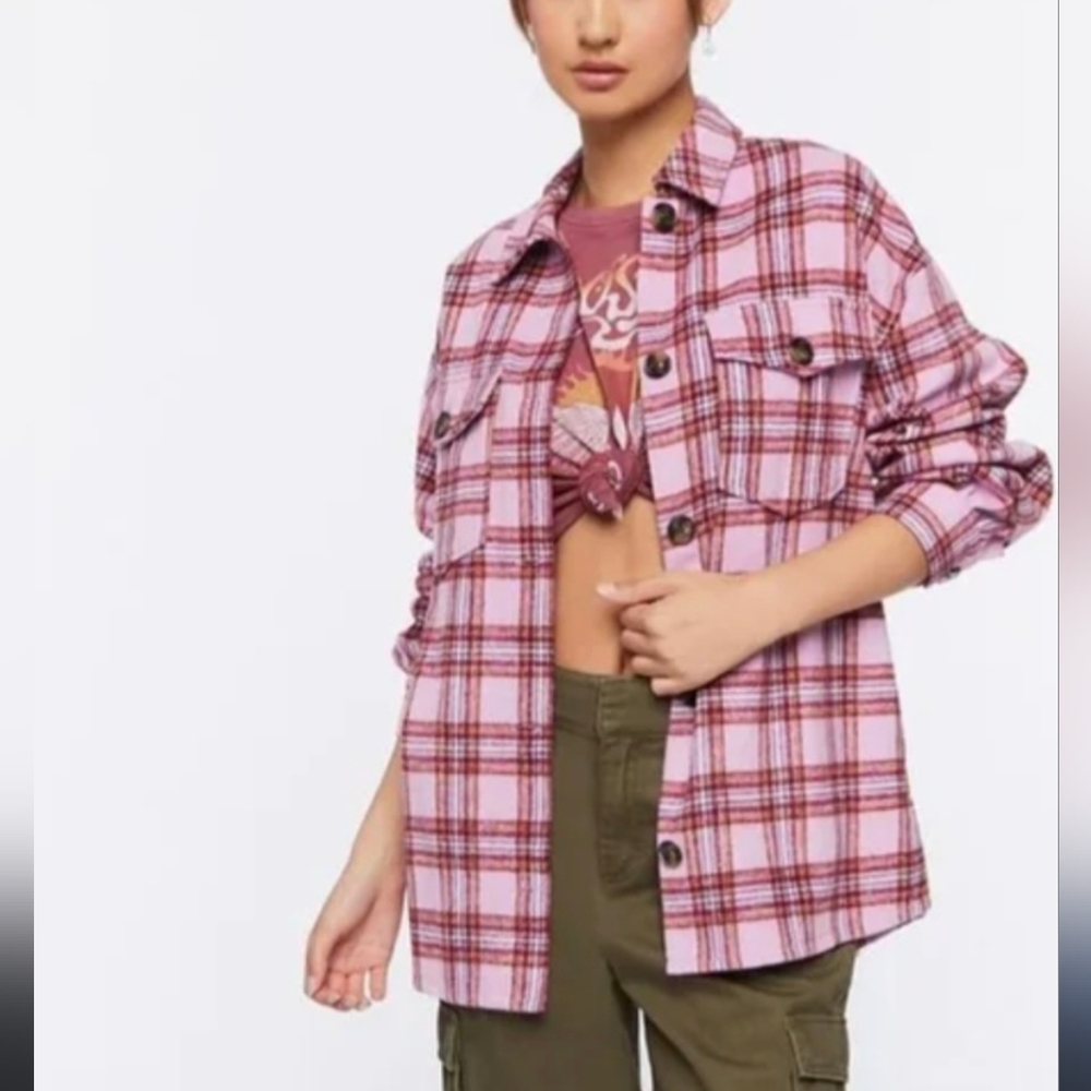 Forever 21 flannel shacket oversized  M/L color lavender